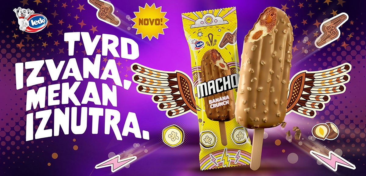 Novi Ledo sladoled Macho Banana Crunch nudi dvostruku kombinaciju okusa i savršeni "crunch"